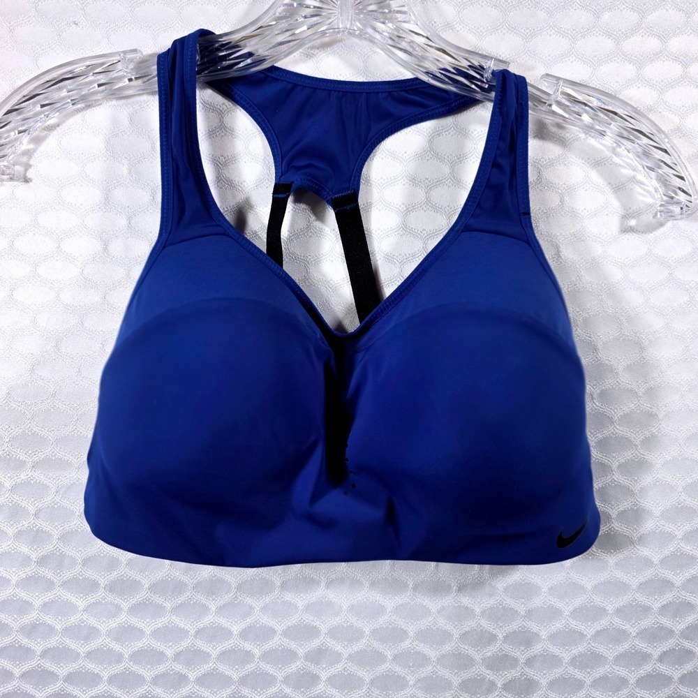 Nike Dri-FIT High Support Sports Bra Royal Blue Molded Cups Racerback Women 34D